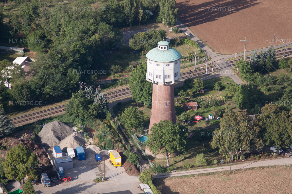 Luftbild: Wasserturm im Ortsteil Wieblinger-Flur in Heidelberg im Bundesland Baden-Württemberg in Deutschland. Foto: IMG_52181.jpg vom 19.08.2012 durch Werner Riehm/FLY-FOTO.de