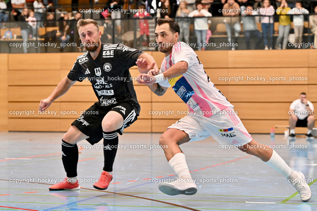 Carinthia Flamengo Futsal Club vs. FC Ljuti Krajisnici | #77 Seid Suljkanovic FC Ljuti Krajisnici, #70 Yosifov Svetlozar Angelov Carinthia Flamengo, Carinthia Flamengo Futsal Club vs. FC Ljuti Krajisnici, Carinthia Flamengo Fusal Club vs. FC Ljuti Krajisnici am 12.10.2025 in Klagenfurt (Ballspielhalle Viktring), Austria, (Photo by Bernd Stefan)