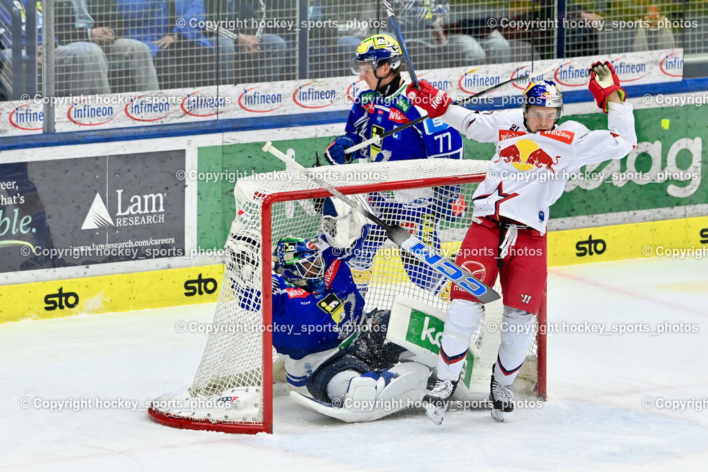 EC IDM Wärmepumpen VSV vs. EC Red Bull VSV | #21 Troy Wayne Bourke EC Red Bull Salzburg, #35 Joe Cannata EC VSV, #77 Philipp Lindner EC VSV, EC IDM Wärmepumpen VSV vs. EC Red Bull VSV, EC IDM Wärmepumpen VSV vs. EC Red Bull Salzburg am 16.01.2026 in Villach (Stadthalle Villach), Austria, (Photo by Bernd Stefan)