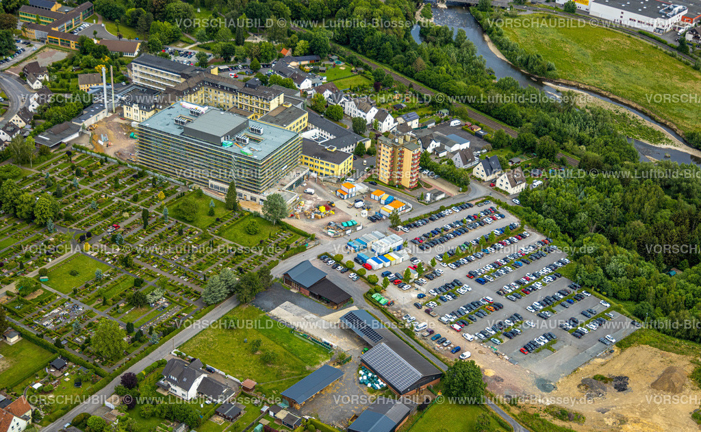 Arnsberg220601202 | Luftbild, Baustelle am Klinikum Hochsauerland - Karolinen-Hospital Hüsten, Hüsten, Arnsberg, Sauerland, Nordrhein-Westfalen, Deutschland