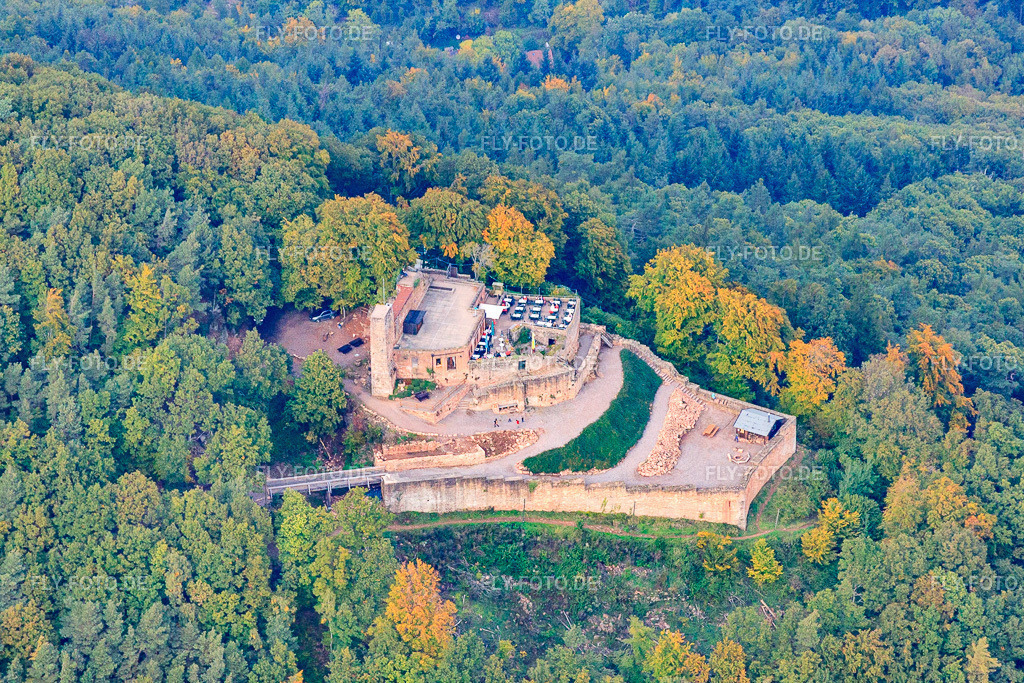 Burgruine Rietburg | Luftbild: Burgruine Rietburg in Rhodt unter Rietburg im Bundesland Rheinland-Pfalz in Deutschland. Foto: IMG_60045.jpg vom 08.10.2013 durch Werner Riehm/FLY-FOTO.de - Realisiert mit Pictrs.com