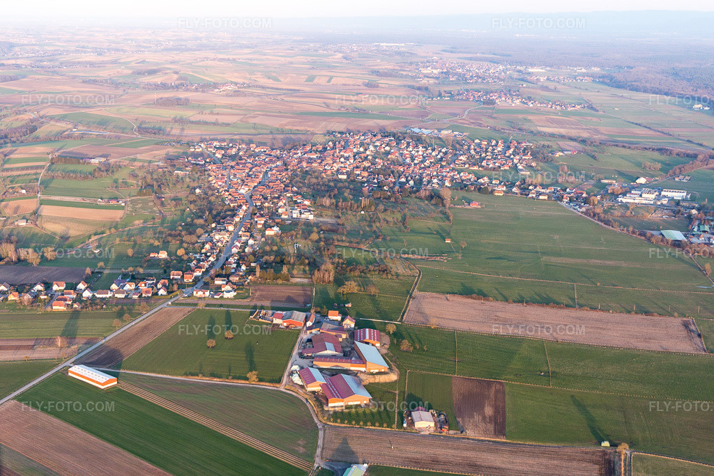 Aerial view: View of the town in Surbourg in the state Bas-Rhin, France.Photo: IMG_104994.jpg taken on 03/21/2018 by Werner Riehm/FLY-FOTO.comResolution of the original: 5472 x 3648 px