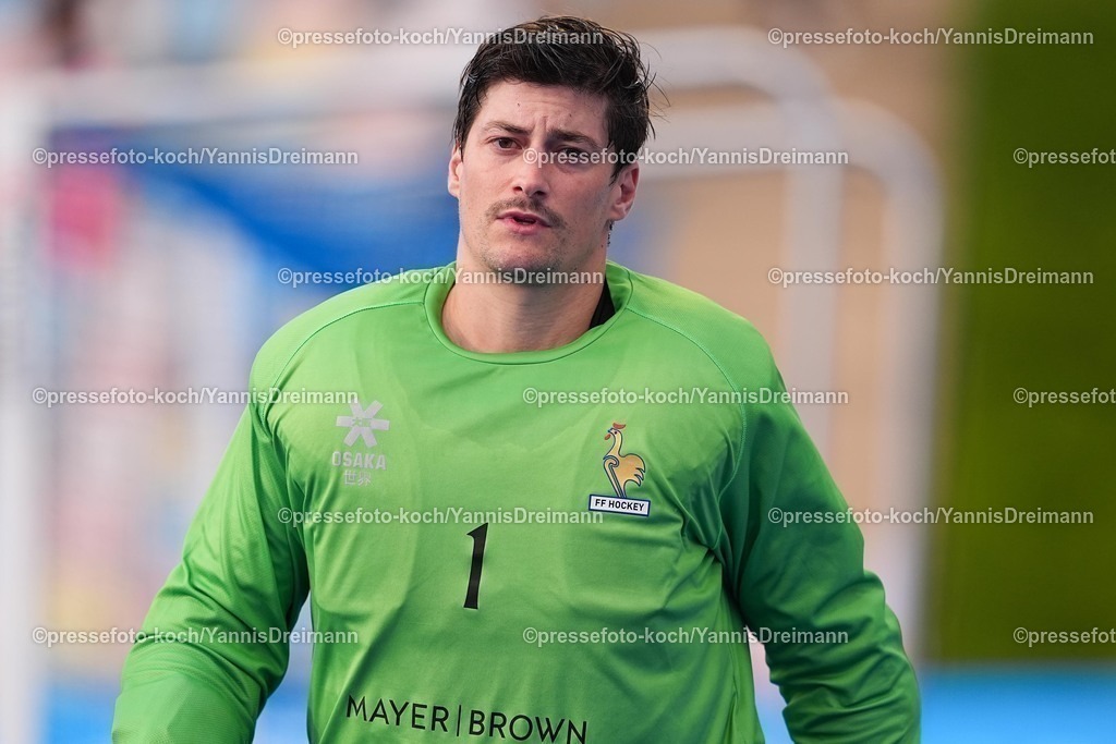 xydrx08082502016 | 08.08.2025, xydrx, Herren EuroHockey Championship 2025, Gruppenphase, Gruppe B, Deutschland - Frankreich, Sparkassenpark Mönchengladbach: Edgar Reynaud (Franzoesische Feldhockey Nationalmannschaft #1)