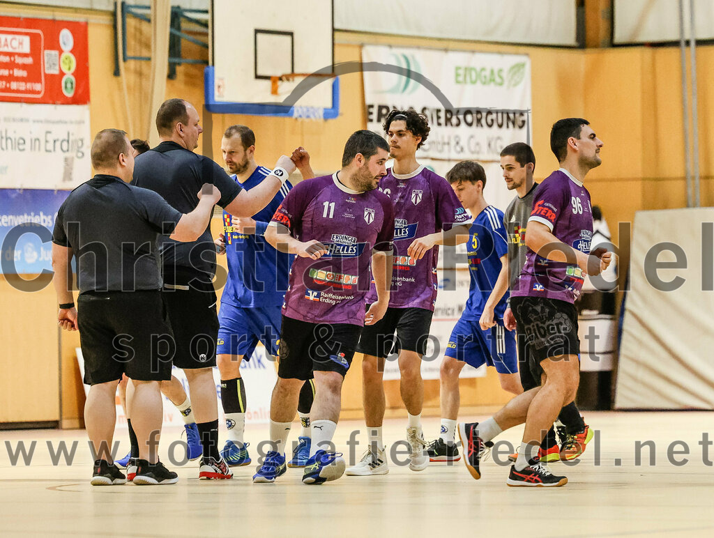 2024-02-24_002_SpVgg_Altenerding_gegen_SSG_Metten | Erding, Deutschland, 24.02.2024:
Handball, Bezirksoberliga Männer 2023 / 2024, 16. Spieltag, SpVgg Altenerding gegen SSG Metten, Endergebnis: 29:24

Christian Loris (SpVgg Altenerding, #11), Michael Sack (SpVgg Altenerding, #96)

Foto: Christian Riedel / fotografie-riedel.net