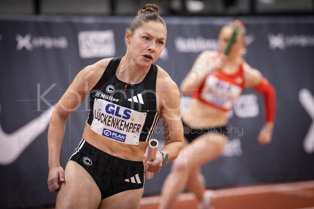 Deutsche Leichtathletik-Hallenmeisterschaften; Dortmund, 01.03.2026 | Gina Lückenkemper (SCC Berlin) läuft die 4x200m-Staffel; Deutsche Leichtathletik-Hallenmeisterschaften am 01.03.2026 in der Helmut-Körnig-Halle in Dortmund. 
