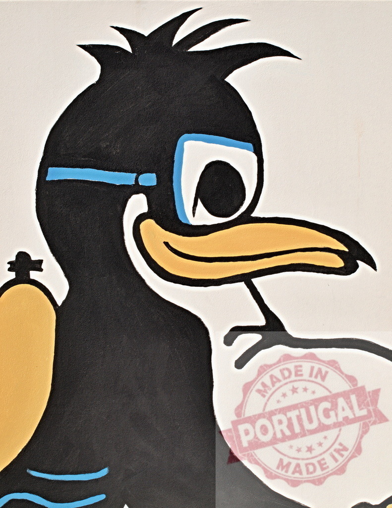 Cartoon duck scuba diving with air tank | Cartoon duck wearing a diving mask and air tank, ready for an underwater adventure - Realized with Pictrs.com