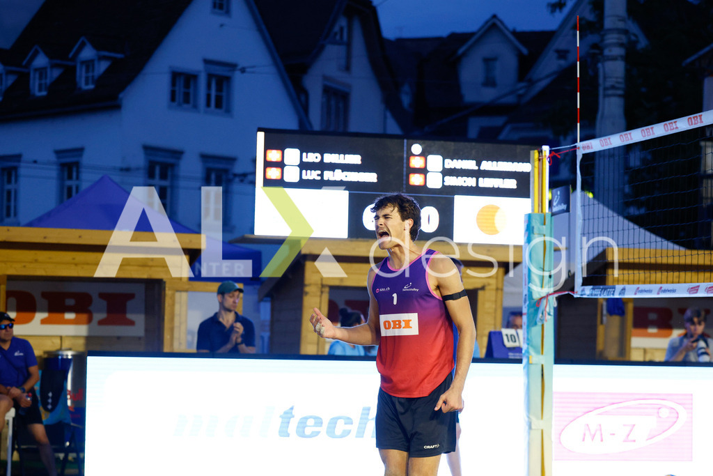 Obi BeachTour 2026 - Basel | BASEL, SWITZERLAND - JULY 17: DANIEL ALLEMANN (SUI) during the Obi BeachTour 2026 match between DILLIER / FLÜCKIGER (SUI) and ALLEMANN / LEFFLER (SUI) at Barfüsserplatz on July 17, 2026 in Basel, Switzerland. - Realisiert mit Pictrs.com