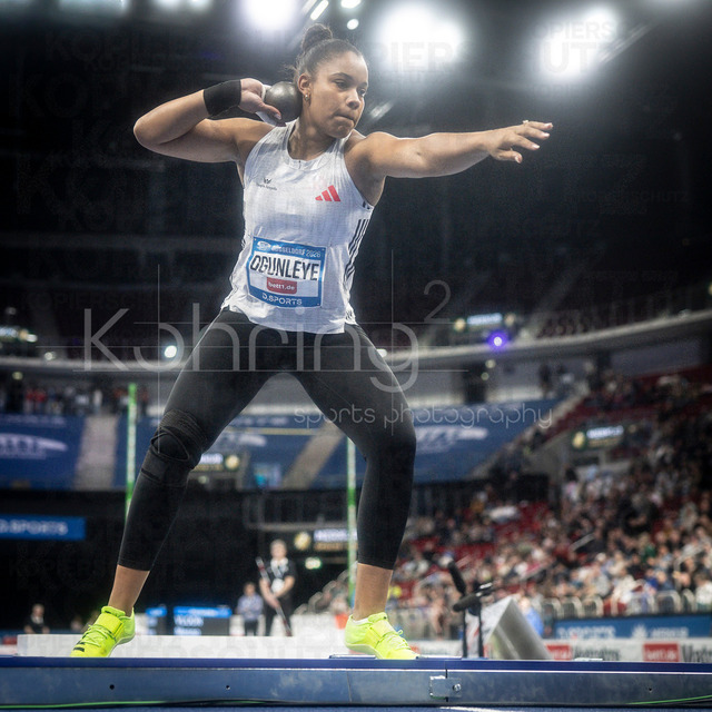 ISTAF Indoor; Duesseldorf, 24.01.2026 | DUESSELDORF, GERMANY - JANUARY 24: Yemisi Ogunleye (GER), shot put, during the ISTAF Indoor Dusseldorf at PSD Bank Dome on January 24, 2026 in Duesseldorf, Germany. 