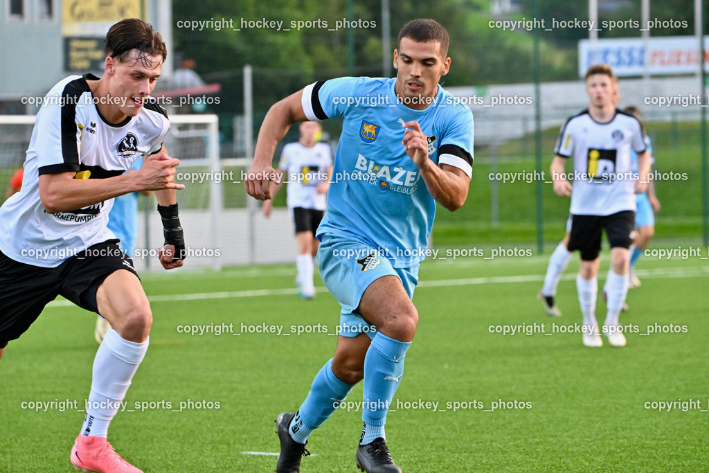 SV Spittal vs. SVG Bleiburg | #6 Tristan Brükk SV Spittal, #12 Lazar Gacic SVG Bleiburg, SV Spittal vs. SVG Bleiburg, SV Spittal vs. SVG Bleiburg am 14.08.2024 in Spittal an der Drau (Goldeck Stadion), Austria, (Photo by Bernd Stefan)