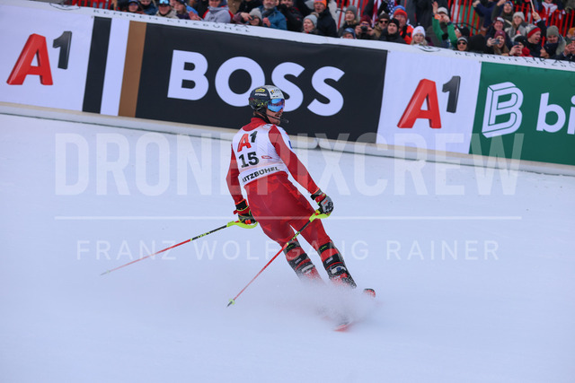 Audi FIS Ski World Cup: Men’s Slalom – Hahnenkamm Race, Kitzbuehel | Kitzbuehel, Austria, 25.Jan.26 - Alpine Skiing - FIS World Cup, Hahnenkamm Race, Slalom, men. The image shows FELLER Manuel (AUT, Atomic).