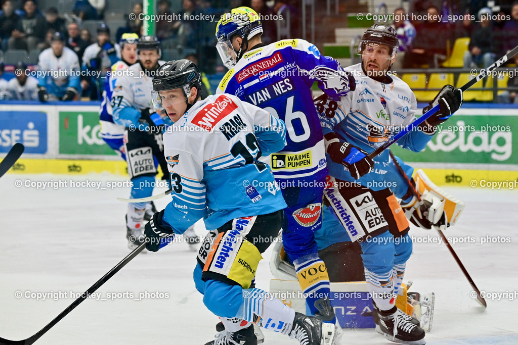 EC IDM WÄRMEPUMPEN VSV vs. Steinbach Black Wings Linz | #13 Gerd Kragl Black Wings Linz, #26 Guus van Nes EC VSV, #88 Yohann Auvitu Black Wings Linz, EC IDM WÄRMEPUMPEN VSV vs. Steinbach Black Wings Linz, EC IDM WÄRMEPUMPEN VSV vs. Steinbach Black Wings Linz am 04.03.2026 in Villach (Stadthalle Villach), Austria, (Photo by Bernd Stefan)