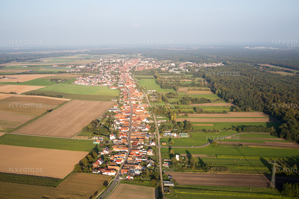 Luftbild: Ortsansicht der langen Rhein-, Haupt und Saarstraße durch Deutschland in Kandel im Bundesland Rheinland-Pfalz in Deutschland. Foto: IMG_073866.jpg vom 03.10.2014 durch Werner Riehm/FLY-FOTO.de