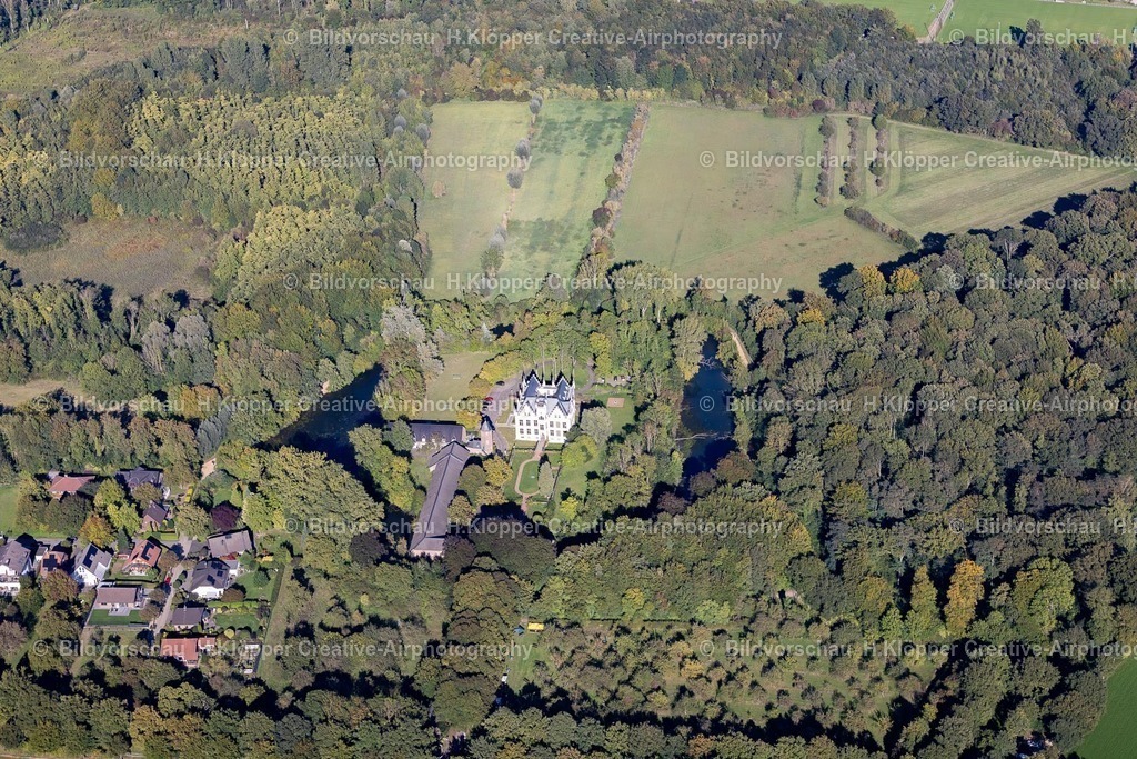 Lufbilder Mönchengladbach-5 | Gebäude und Schloßpark- Anlagen des Wasserschloß "Haus Horst"Haus Horst"an der Straße Palandweg in Mönchengladbach - Realisiert mit Pictrs.com