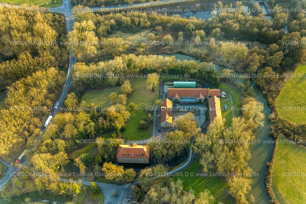 Hamm260204332 | Luftbild, Wasserschloss Haus Uentrop im Wald am Fluss Lippe, Uentrop, Hamm, Ruhrgebiet, Nordrhein-Westfalen, Deutschland
