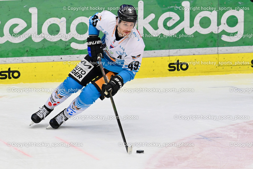 EC IDM WÄRMEPUMPEN VSV vs. Steinbach Black Wings Linz | #49 Graham Knott Black Wings Linz, EC IDM WÄRMEPUMPEN VSV vs. Steinbach Black Wings Linz, EC IDM WÄRMEPUMPEN VSV vs. Steinbach Black Wings Linz am 28.11.2025 in Villach (Stadthalle Villach), Austria, (Photo by Bernd Stefan)