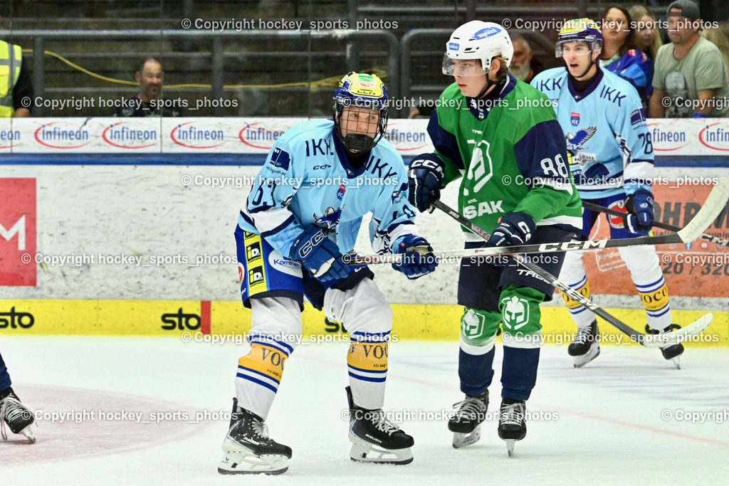 EC iDM Wärmepumpen VSV vs. KHL Sisak | #63 Luca Fischer EC VSV, EC iDM Wärmepumpen VSV vs. KHL Sisak, EC iDM Wärmepumpen VSV vs. KHL Sisak am 02.09.2025 in Villach (Stadthalle Villach), Austria, (Photo by Bernd Stefan)