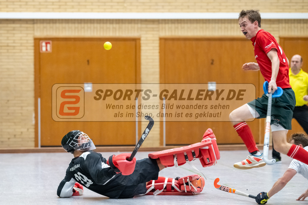 SFE_20230115_0174 | 1. Bundesliga Hockey Herren Schwarz-Weiss Neuss - Crefelder HTC am 15.01.2023 in  (Sporthalle Jahnerstrasse), Photo: Stephan Fehrmann 2022 (Sports-Gallery),Joshua Onyekwue Nnaji Torwart ( Crefelder HTC #29 )