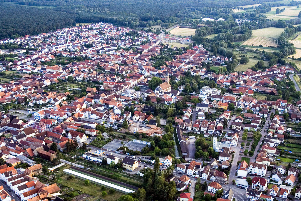 Stadt von Osten | Luftbild: Stadt von Osten in Rülzheim im Bundesland Rheinland-Pfalz in Deutschland. Foto: IMG_3346.jpg vom 04.07.2006 durch Werner Riehm/FLY-FOTO.de - Realisiert mit Pictrs.com