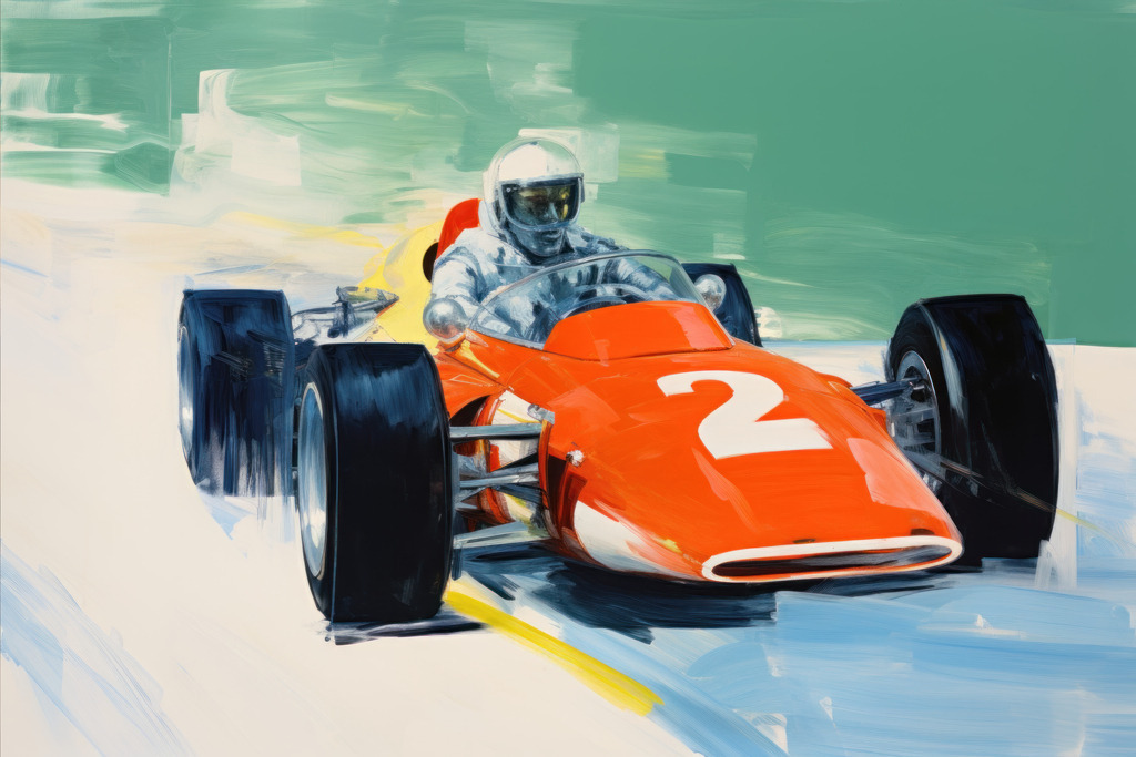2307236 - Rennfahrer | Abstraktes digitales Gemälde eines historischen Rennautos.