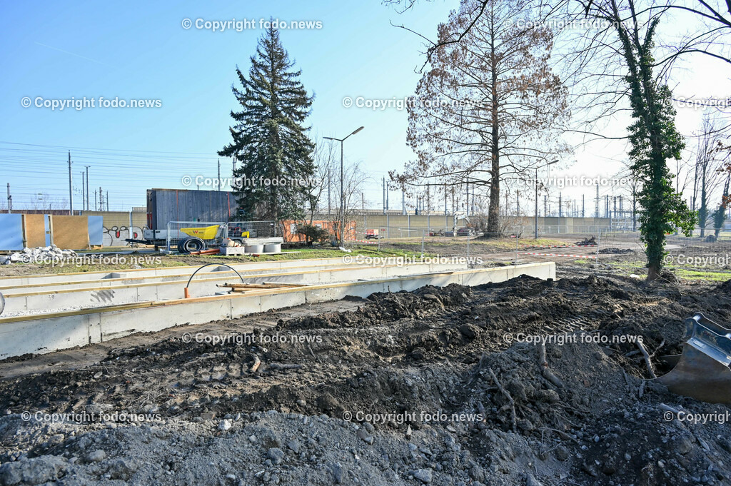 Baustelle Containerdorf Asylanten_ Lunzerstrasse Linz Kleinmünchen_ 04.03.2023-20 | 04.03.2023, Linz, AUT, Lunzerstrasse Kleinmuenchen, im Bild Baustelle Containerdorf Asylanten, Lunzerstrasse Linz Kleinmuenchen, Drohne