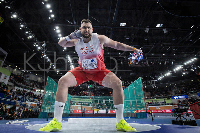 World Athletics Indoor Championships Kujawy Pomorze 26, 22.03.2026 | TORUN, POLAND - MARCH 22:  Konrad BUKOWIECKI (POL) competes in the men's shot put during the World Athletics Indoor Championships Kujawy Pomorze 26 on day 3 / session 1 at Kujawsko-Pomorska Arena Torun on March 22, 2026 in Torun, Poland. 