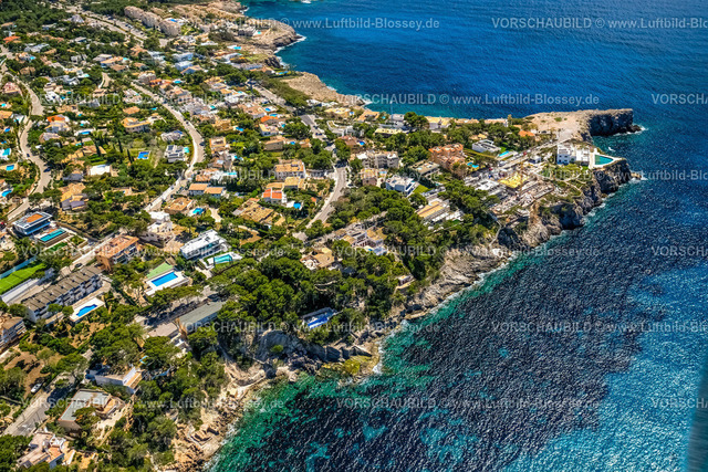 Mallorca230400235SantaPonsa | Luftbild, Neubaugebiet an Felsenküste Mirador de les Malgrats, CalviaÂ , Balearen, Mallorca, Balearische Inseln, Spanien