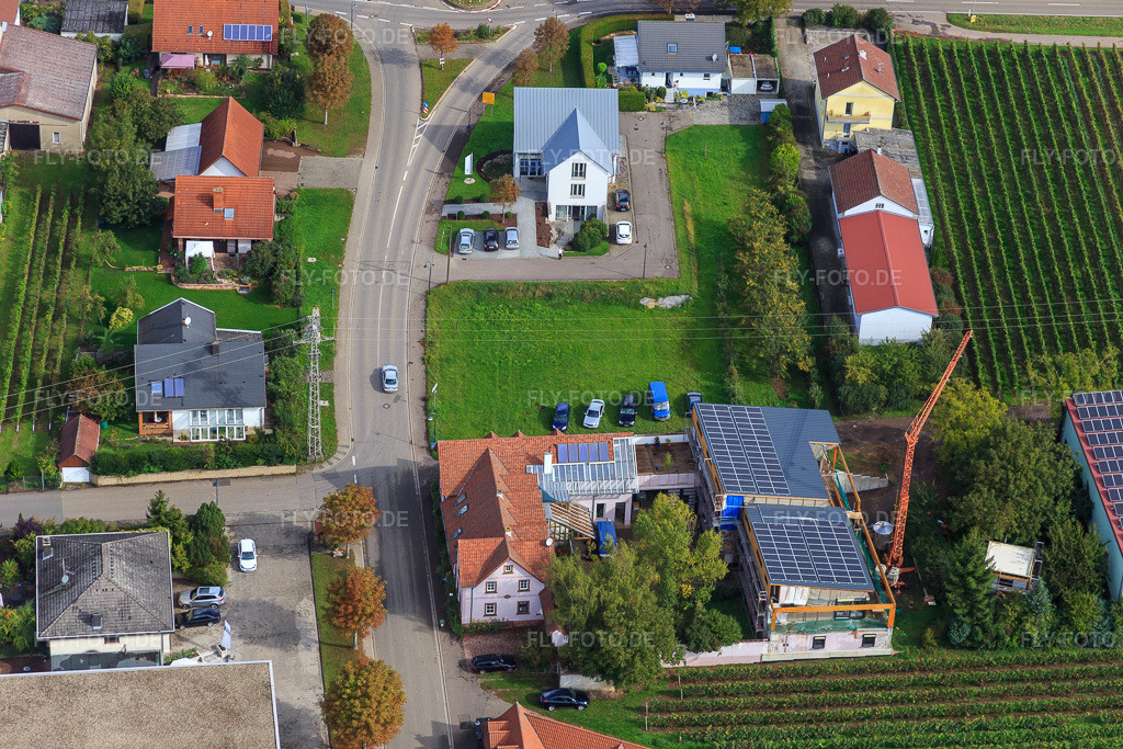 Luftbild: Baustelle in der Bahnhofstr im Ortsteil Klingen in Heuchelheim-Klingen im Bundesland Rheinland-Pfalz in Deutschland. Foto: IMG_072647.jpg vom 19.09.2014 durch Werner Riehm/FLY-FOTO.deAuflösung des Originals: 5472 x 3648 px