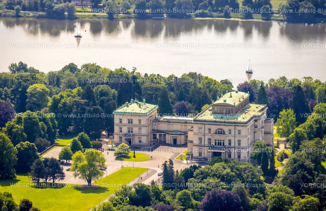Essen220502482 | Luftbild, Villa Hügel, ehemaliges Wohnhaus und Repräsentationshaus der Industriellenfamilie Krupp, Fluss Ruhr Baldeneysee, Essen-Bredeney, Essen, Ruhrgebiet, Nordrhein-Westfalen, Deutschland