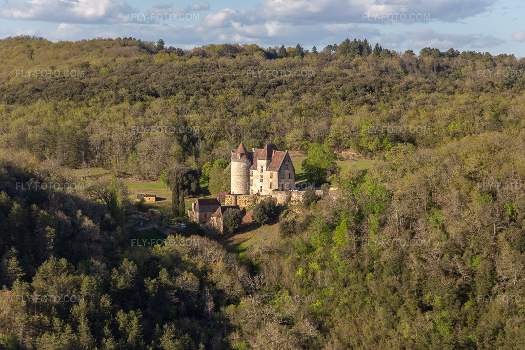 Aerial view: Château de PANASSOU in Bezenac in Bézenac in the state Dordogne, France.Photo: IMG_113518.jpg taken on 04/16/2019 by Werner Riehm/FLY-FOTO.comResolution of the original: 5472 x 3648 px