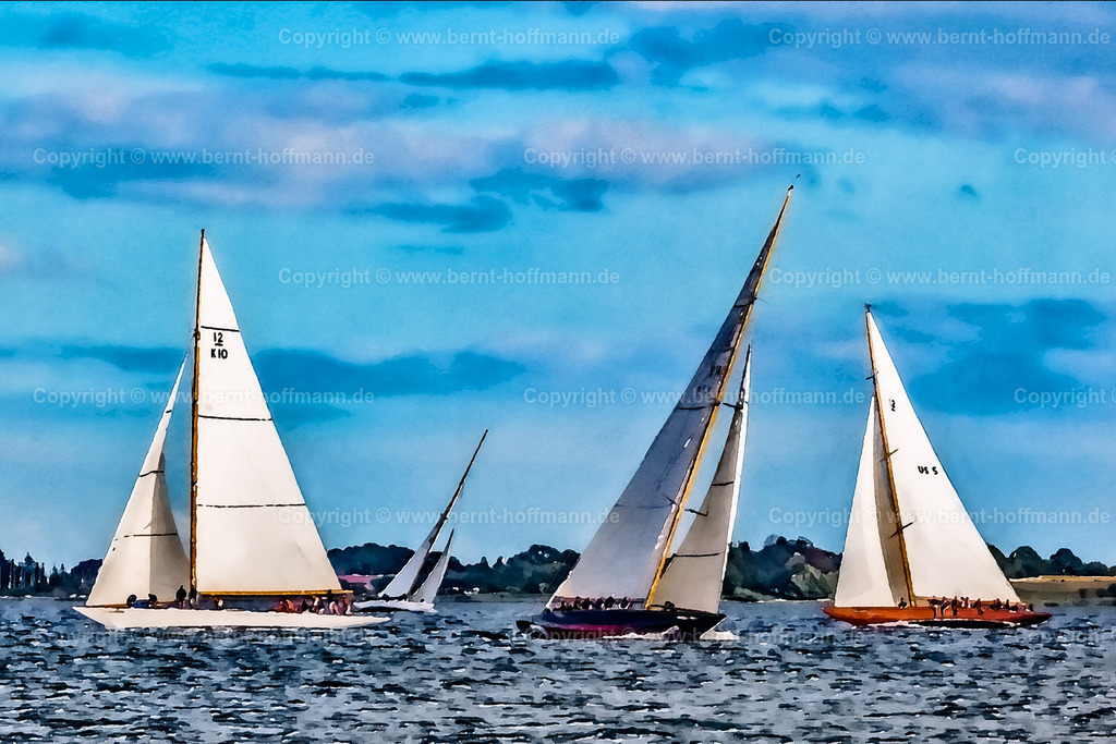 PDM2_3644_4x12er_120x80 | DIGITALKUNST. Internationale Zwölfer- Regatta. __12 mR- Yachten kreuzen auf der Flensburger Förde. __ Seitenverhältnis = 3 zu 2 - Realisiert mit Pictrs.com