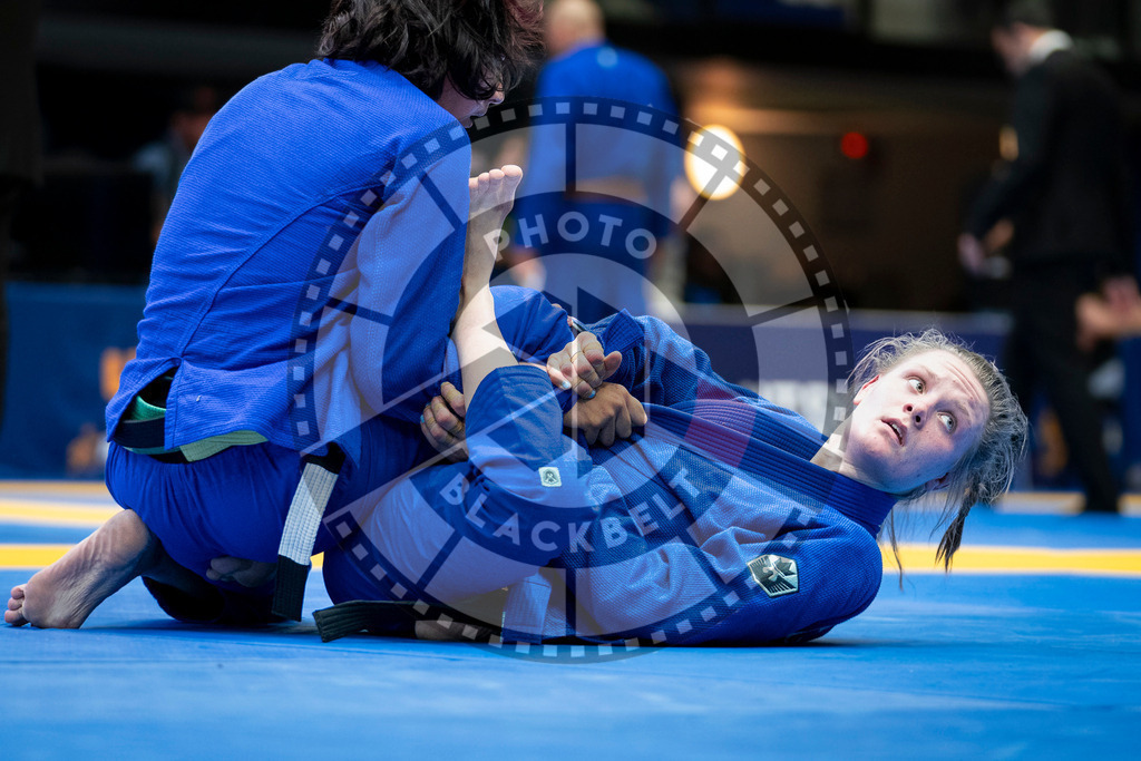 20240126PBB1504 | Fighters compete during the open weight competition of the adult black belts at the Brazilian Jiu-Jitsu European Championship of the IBJJF in Paris, France, on January 26, 2024.