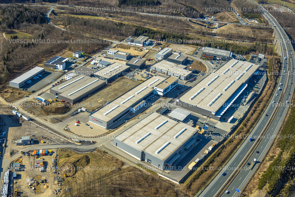 Olpe250307842Mitte | Luftbild, Gewerbegebiet Nicolaus-Otto-Straße, an der Autobahn A45, Olpe-Stadt, Olpe, Sauerland, Nordrhein-Westfalen, Deutschland