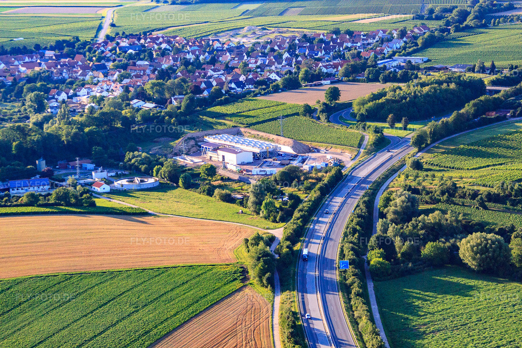 Luftbild: Geothermieanlage der Pfalzwerke geofuture GmbH bei Insheim an der A65 in Insheim im Bundesland Rheinland-Pfalz in Deutschland. Foto: IMG_51019.jpg vom 22.07.2012 durch Werner Riehm/FLY-FOTO.de