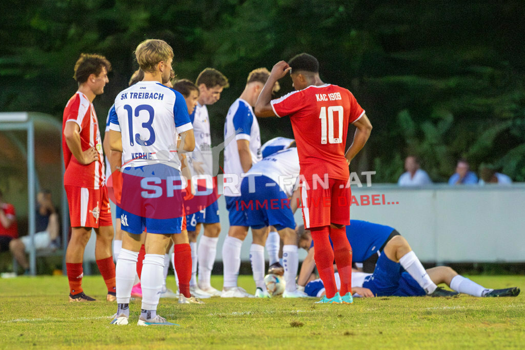 FC KAC - SK Treibach 2-2, Kärntner Liga | Sandro Da Silva (FC KAC #10) Alexander Kerhe (SK Treibach #13) Lukas Pippan (SK Treibach #7) FC KAC - SK Treibach 2-2 am 25.08.2023 in Klagenfurt
(Sportplatz KAC), Austria, (Photo by Ernst Krawagner sport-fan.at) - Realisiert mit Pictrs.com