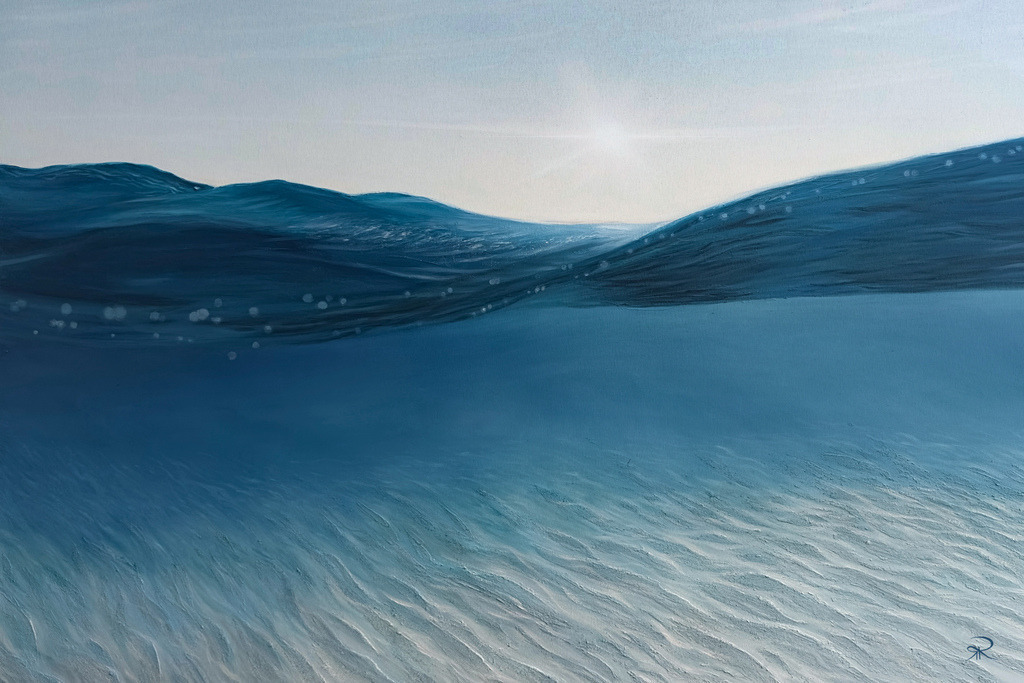 Beneath the Waves | Ich liebe die Unterwasserwelt. Dieses Bild verbindet die stille Unterwasserwelt mit der friedlichen Oberfläche des Ozeans. Die sanften Wellen und das ruhige Wasser spiegeln diese besondere Dualität wider und laden dazu ein, die beruhigende Tiefe und die weite Oberfläche des Meeres zu erleben.