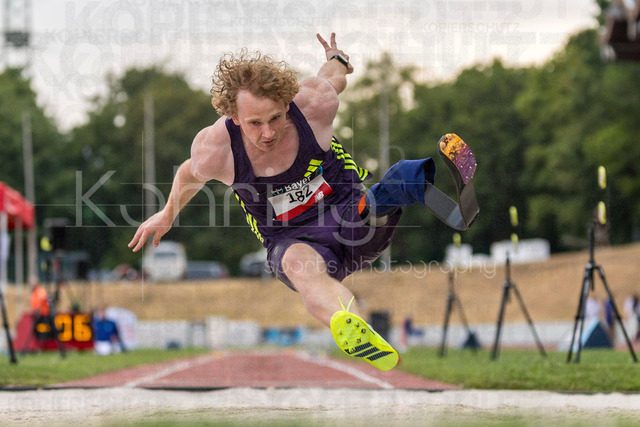 Para Heimspiel 7.0; Leverkusen, 18.07.2026 | LEVERKUSEN, GERMANY - JULY 18, 2026 : Joel De Jong (NED/Niederlande 2) competes in the long jump during the Para Heimspiel 7.0 at Fritz Jacobi Sports Complex on July 18, 2026 in Leverkusen, Germany.