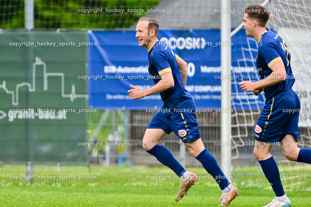 ATUS Velden vs. SV Dellach Gail | Jubel #7 Mario Kröpfl ATUS Velden, #18 Nicolas Manuel Modritz ATUS Velden, ATUS Velden vs. SV Dellach Gail, ATUS Velden vs. SV Dellach Gail am 03.05.2025 in Velden (Wald Arena Velden), Austria, (Photo by Bernd Stefan)