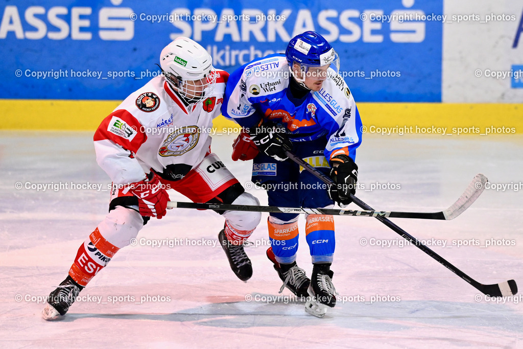 ESC Steindorf vs. ESV Ferlach  | #11 Kalan Luka ESC Steindorf, #7 Steiner Marco ESV Ferlach, ESC Steindorf vs. ESV Ferlach , ESC Steindorf vs. ESV Ferlach  am 15.02.2026 in Steindorf (Ossiachersee Halle), Austria, (Photo by Bernd Stefan)