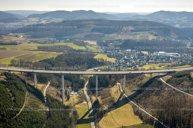 Bestwig220303008 | Luftbild, Talbrücke Nuttlar der Autobahn A46 mit Blick auf Nuttlar, Nuttlar, Bestwig, Sauerland, Nordrhein-Westfalen, Deutschland