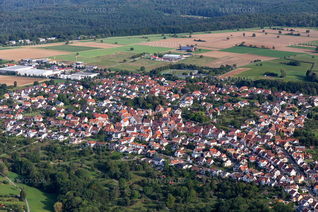 Luftbild: Ortübersicht aus Süden im Ortsteil Pfrondorf in Tübingen im Bundesland Baden-Württemberg in Deutschland. Foto: IMG_008608.jpg vom 27.08.2020 durch Werner Riehm/FLY-FOTO.de