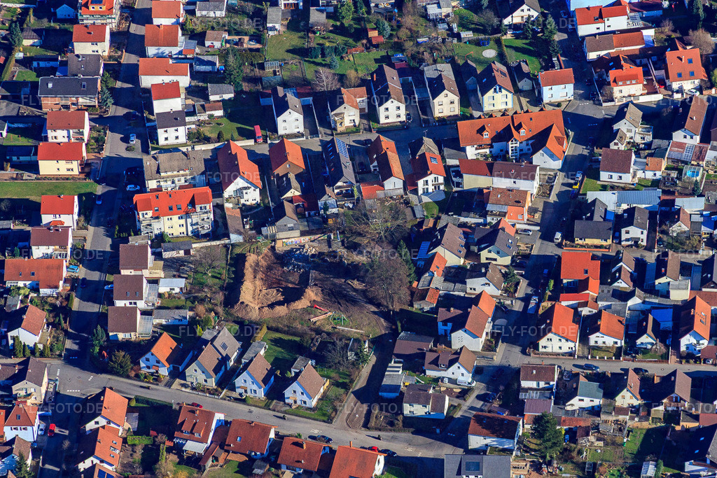 Marie-Juchacz-Straße und Baustelle für den Kath. Kindergarten | Luftbild: Marie-Juchacz-Straße und Baustelle für den Kath. Kindergarten in Lingenfeld im Bundesland Rheinland-Pfalz in Deutschland. Foto: IMG_36780.jpg vom 16.01.2011 durch Werner Riehm/FLY-FOTO.de - Realisiert mit Pictrs.com