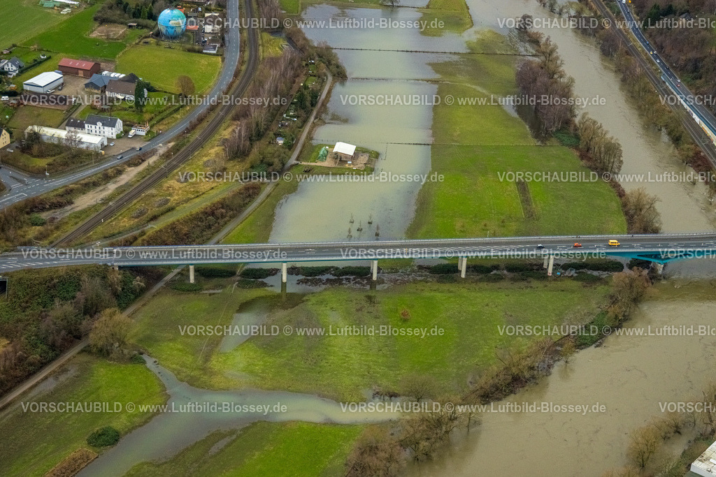 Wetter231201817Ruhr | Luftbild, Ruhrhochwasser, Weihnachtshochwasser 2023, starke Regenfälle,  , Wetter, Ruhrgebiet, Nordrhein-Westfalen, Deutschland