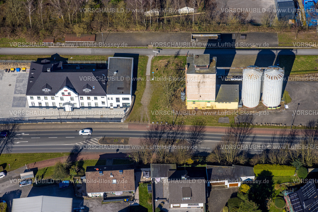 Heiligenhaus240302012 | Luftbild, Kult-Kaffee Rösterei Gastronomie, Hochbunker, Leubeck, Heiligenhaus, Ruhrgebiet, Nordrhein-Westfalen, Deutschland