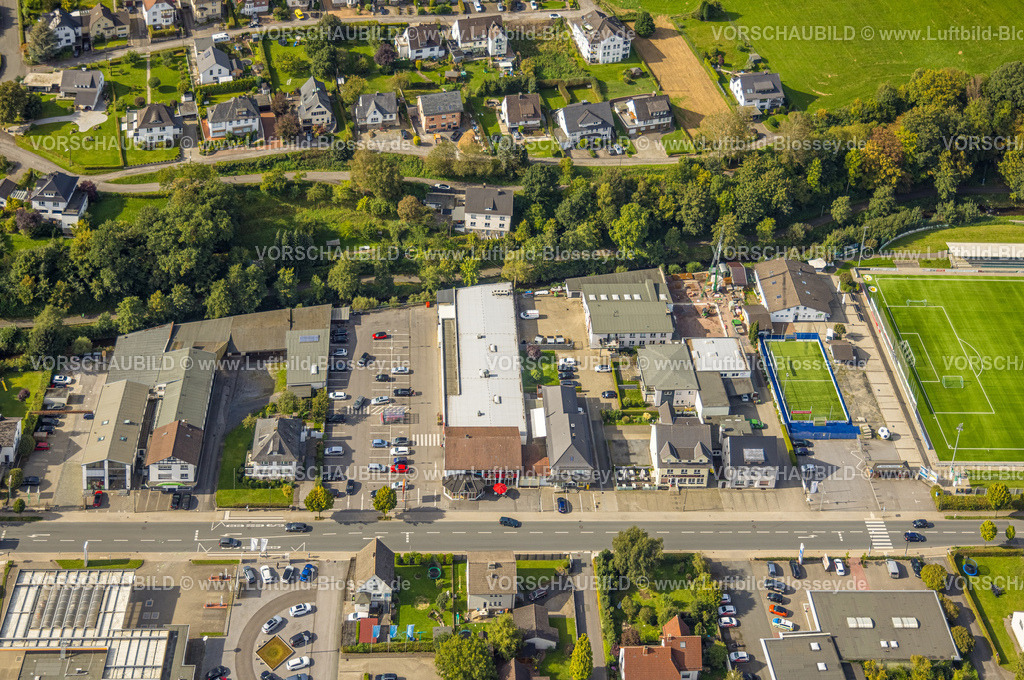 Sundern230905265 | Luftbild, Einkaufszentrum Hauptstraße, Sundern, Sauerland, Nordrhein-Westfalen, Deutschland