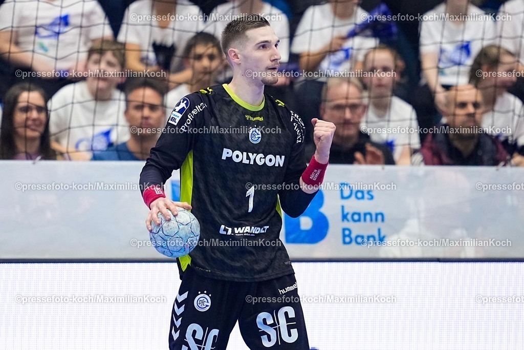 xYDRx10022601013 | 10.02.2026, xydrx, Handball, 1.HBL, VfL Gummersbach - SG Flensburg-Handewitt, Schwalbe-Arena: Dominik Kuzmanovic (VfL Gummersbach #1) jubelnd  Photo: xYannisxDreimannxPressefotoKochx