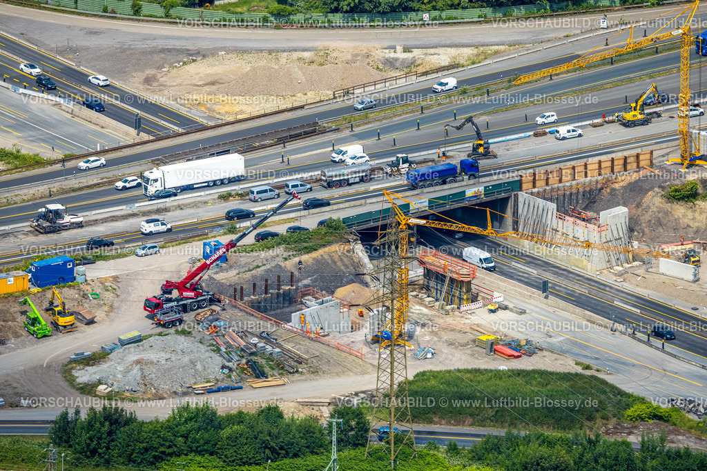 Herne250601995 | Luftbild, Großbaustelle Autobahnkreuz Herne mit Tunnelbau, Autobahn A43 und Autobahn A42, Baukau-West, Herne, Ruhrgebiet, Nordrhein-Westfalen, Deutschland