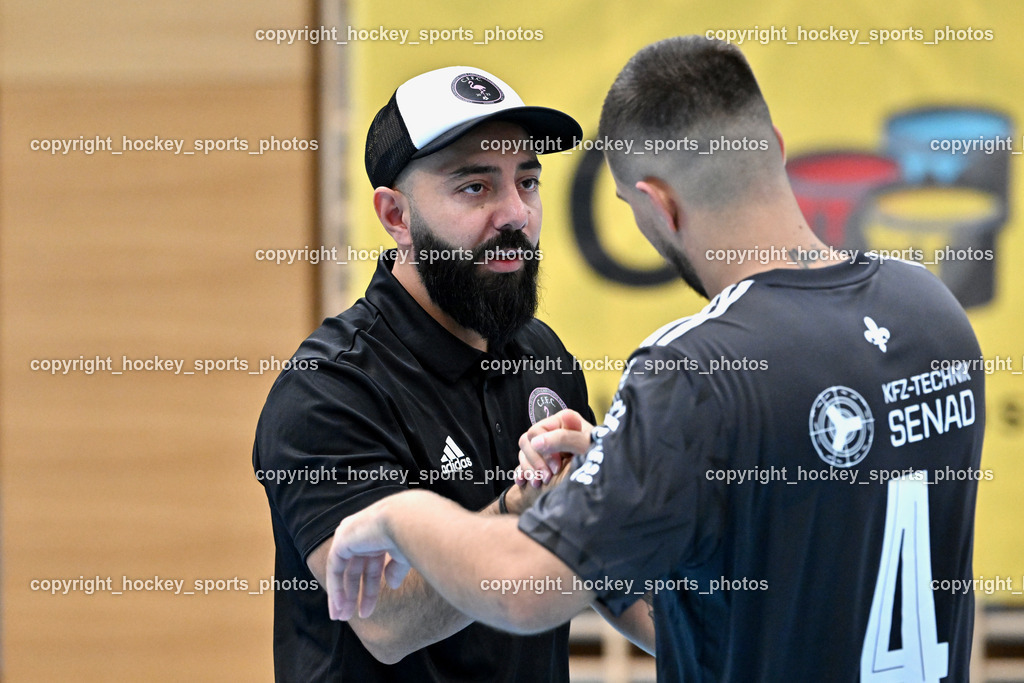 Carinthia Flamengo Futsal Club vs. FC Ljuti Krajisnici | Headcoach Carinthia Flamengo Ugur Koc, #4 Beldin Duric FC Ljuti Krajisnici, Carinthia Flamengo Futsal Club vs. FC Ljuti Krajisnici, Carinthia Flamengo Fusal Club vs. FC Ljuti Krajisnici am 12.10.2025 in Klagenfurt (Ballspielhalle Viktring), Austria, (Photo by Bernd Stefan)