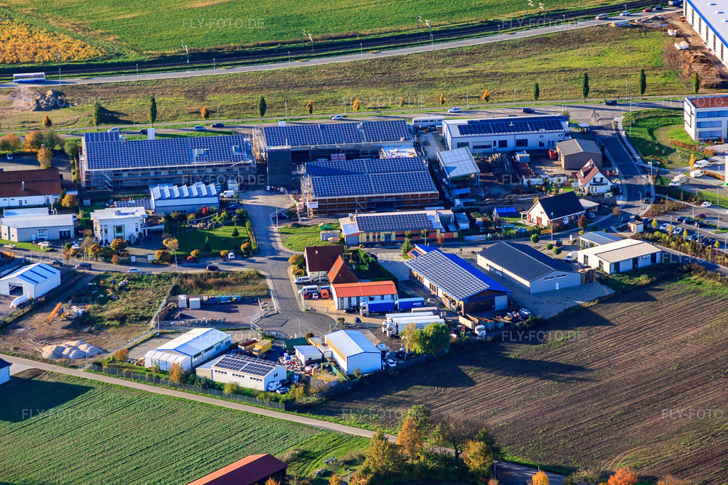Luftbild: Gewerbegebiet Nordring in Rülzheim im Bundesland Rheinland-Pfalz in Deutschland. Foto: IMG_60521.jpg vom 24.10.2013 durch Werner Riehm/FLY-FOTO.de