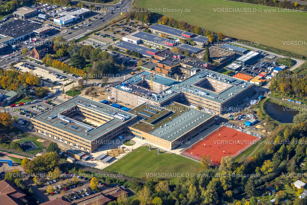 Moers221003987 | Luftbild, Baustelle Berufsbildungs-Campus Moers, Berufskolleg für Technik, Moers, Moers, Ruhrgebiet, Nordrhein-Westfalen, Deutschland