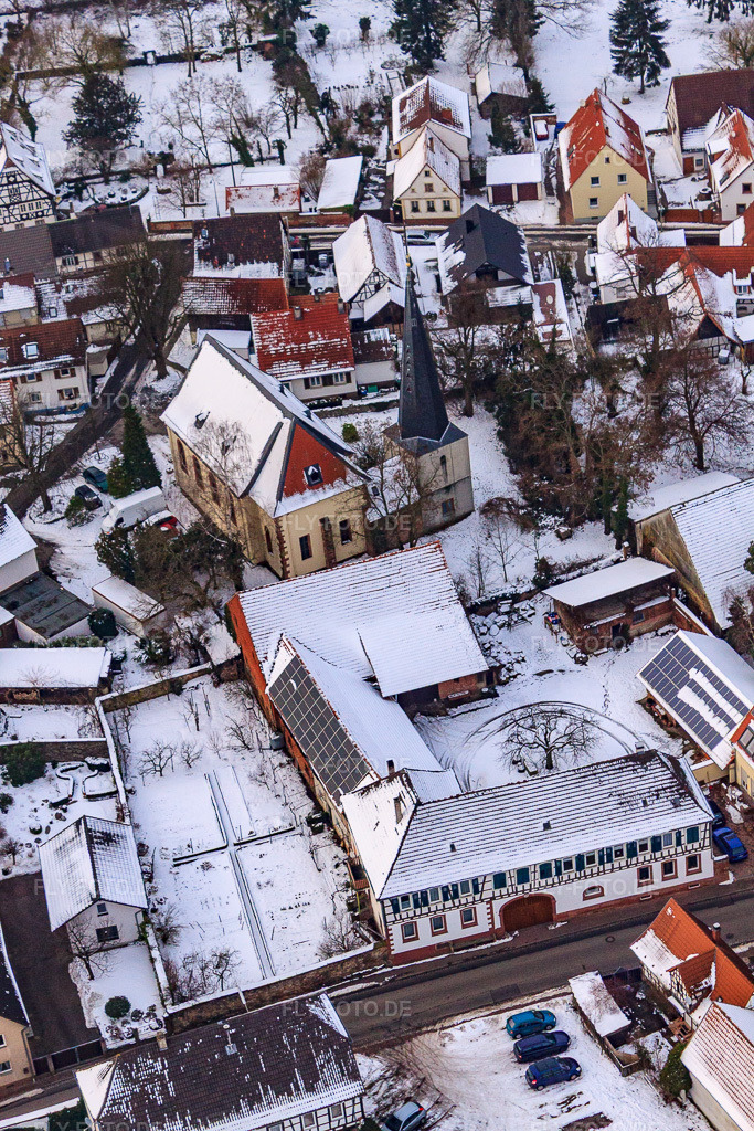 Luftbild: Kirche bei Schnee in Barbelroth im Bundesland Rheinland-Pfalz in Deutschland. Foto: IMG_23697.jpg vom 16.01.2010 durch Werner Riehm/FLY-FOTO.de